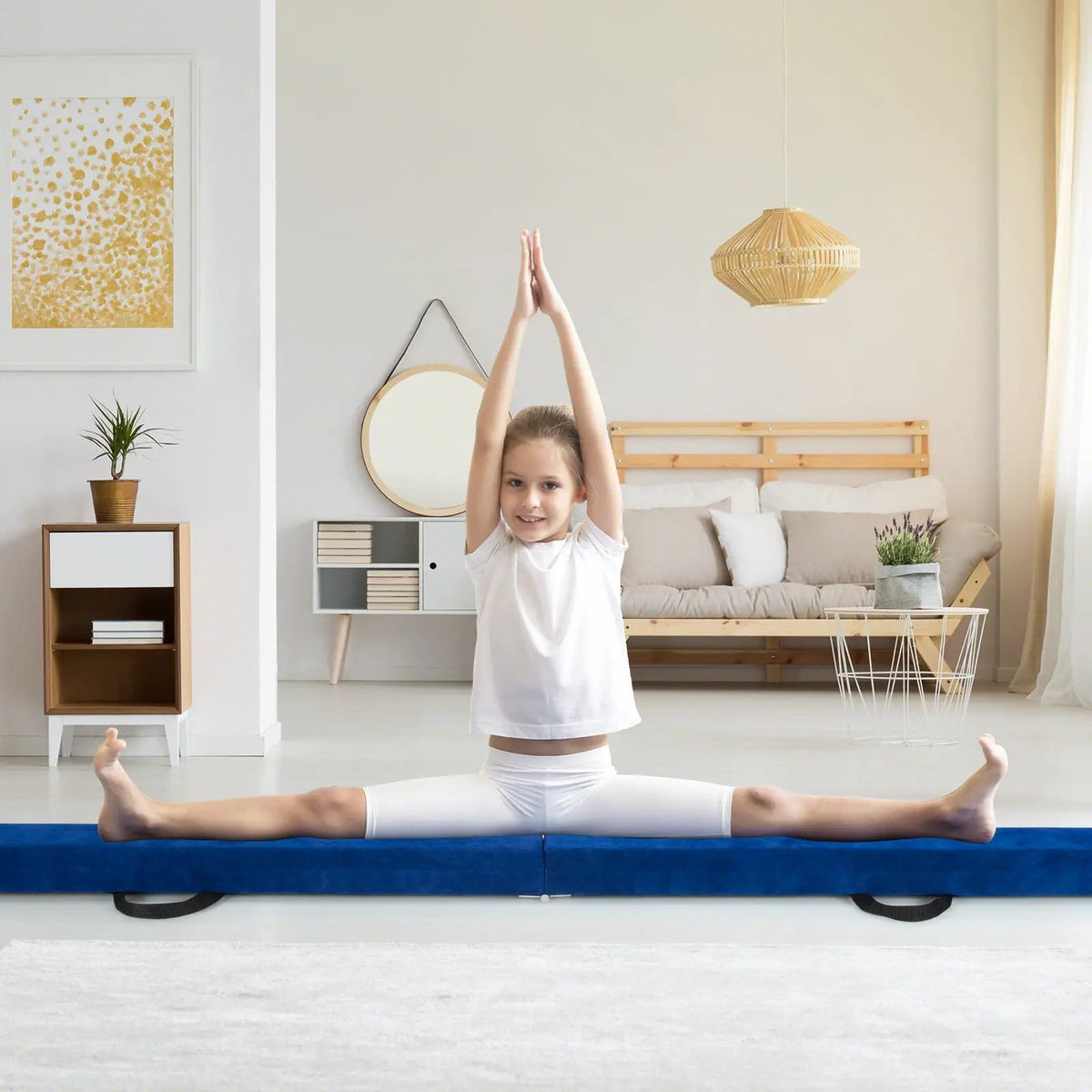 9 FT Folding Gymnastics Balance Beam with Anti-slip Base and Pine Wood Frame by DirectDeals