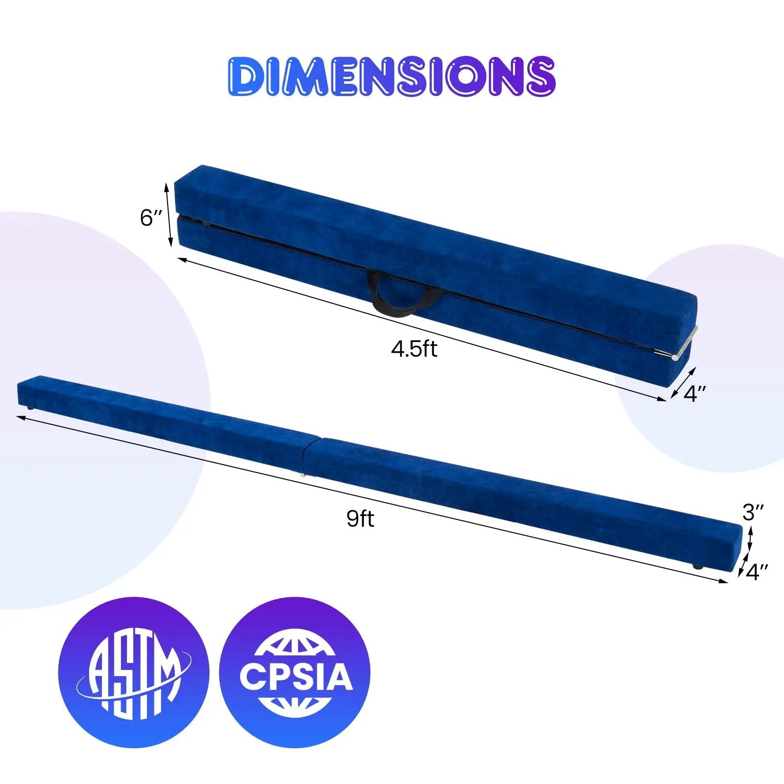 9 FT Folding Gymnastics Balance Beam with Anti-slip Base and Pine Wood Frame by DirectDeals