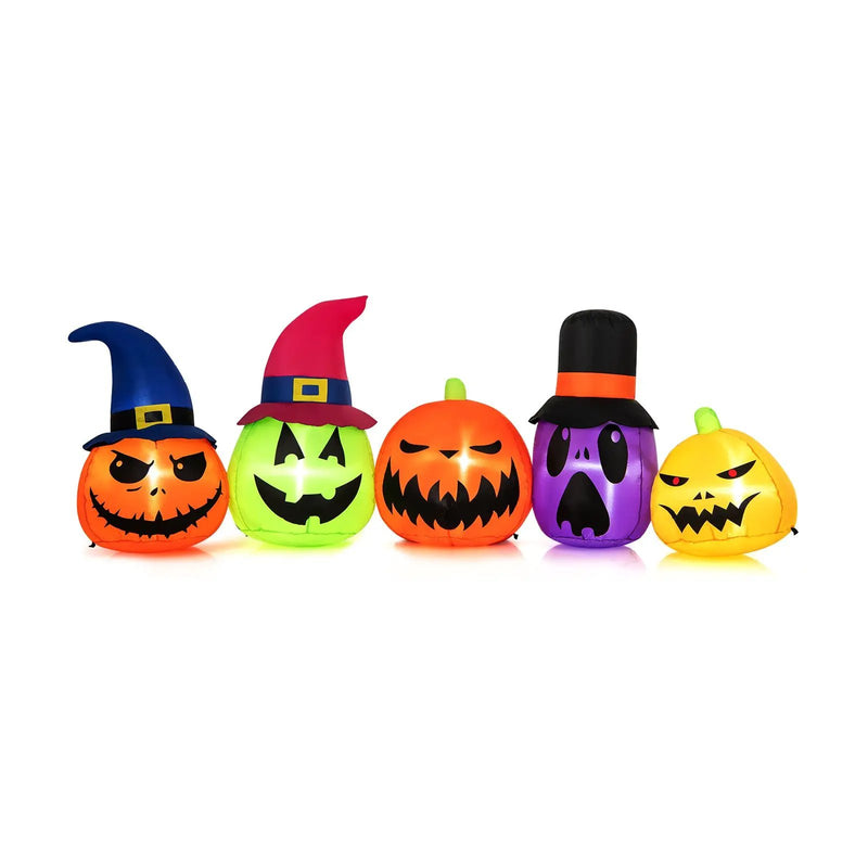 9 Feet Inflatable Pumpkin Patch Family with Built-in LED Lights and Witch Hats by DirectDeals