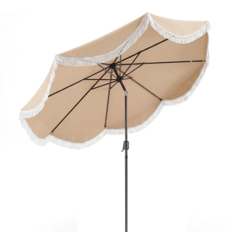 9 FT Outdoor Tassel Umbrella with Push Button Tilt by DirectDeals