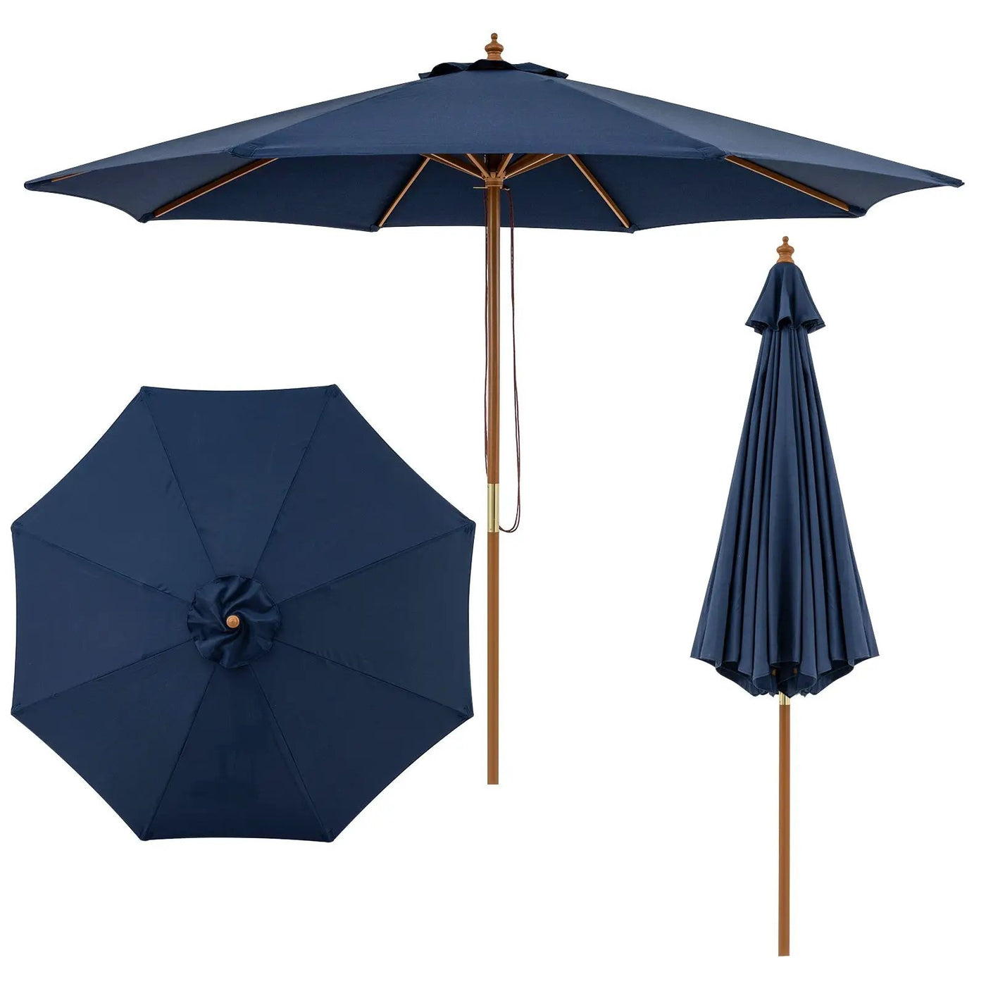 9 FT Patio Umbrella Outdoor Table Market Umbrella with 8 Sturdy Bamboo Ribs by DirectDeals