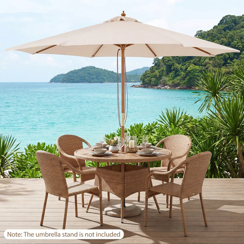 9 FT Patio Umbrella Outdoor Table Market Umbrella with 8 Sturdy Bamboo Ribs by DirectDeals