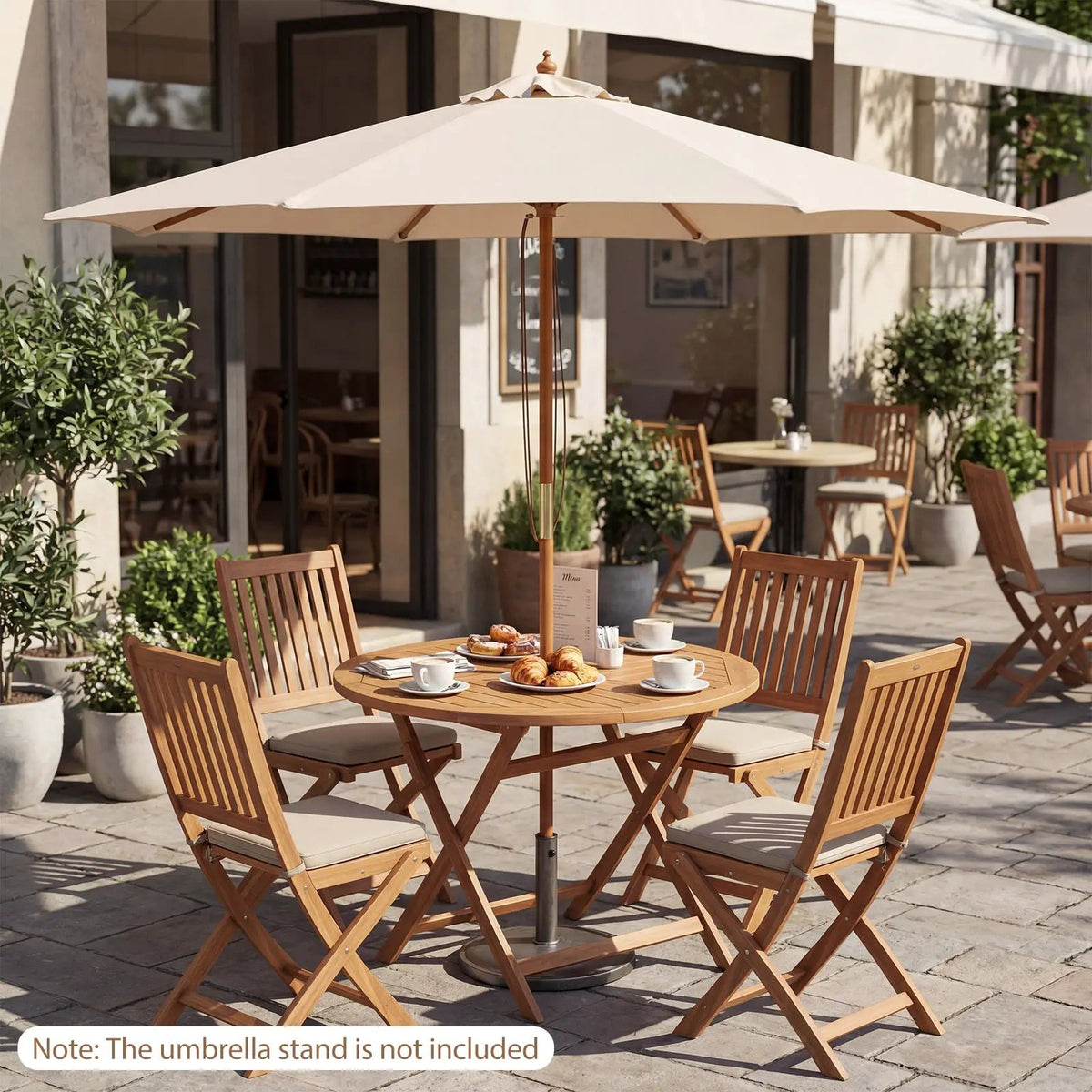 9 FT Patio Umbrella Outdoor Table Market Umbrella with 8 Sturdy Bamboo Ribs by DirectDeals