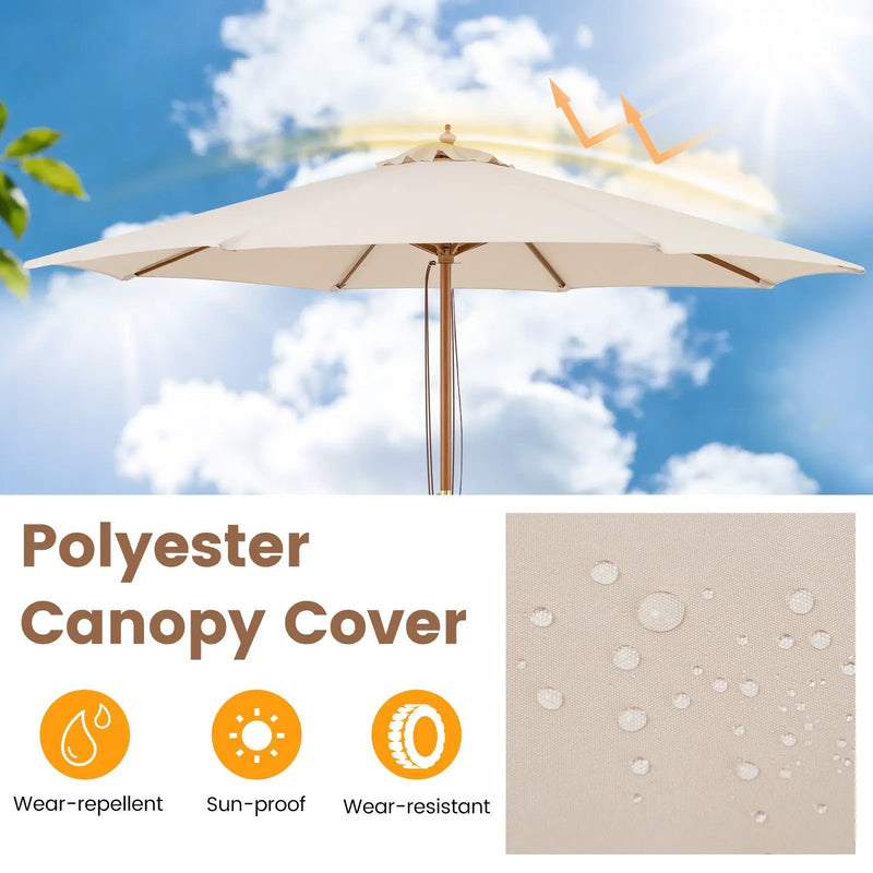 9 FT Patio Umbrella Outdoor Table Market Umbrella with 8 Sturdy Bamboo Ribs by DirectDeals