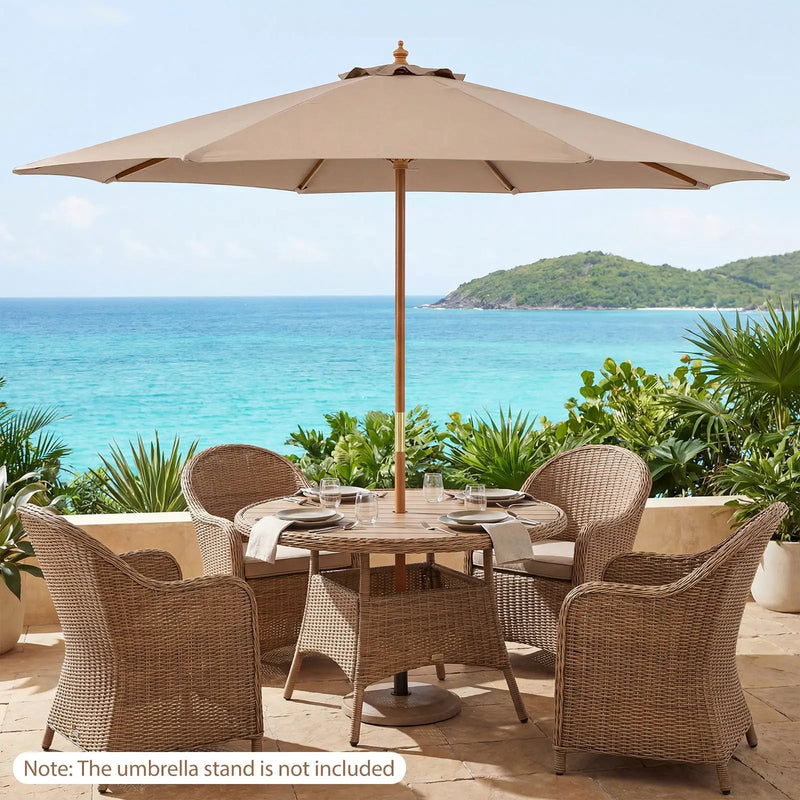 9 FT Patio Umbrella Outdoor Table Market Umbrella with 8 Sturdy Bamboo Ribs by DirectDeals