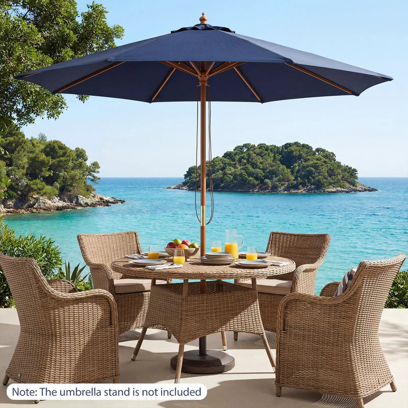 9 FT Patio Umbrella Outdoor Table Market Umbrella with 8 Sturdy Bamboo Ribs by DirectDeals