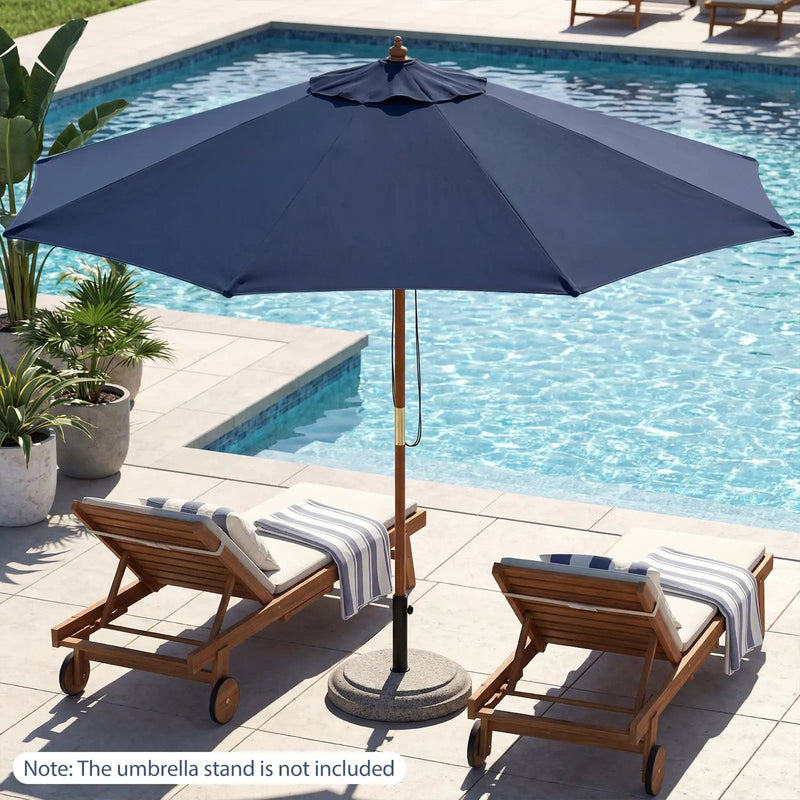 9 FT Patio Umbrella Outdoor Table Market Umbrella with 8 Sturdy Bamboo Ribs by DirectDeals