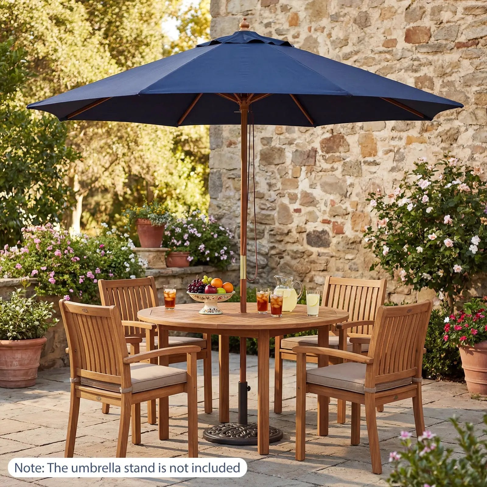 9 FT Patio Umbrella Outdoor Table Market Umbrella with 8 Sturdy Bamboo Ribs by DirectDeals