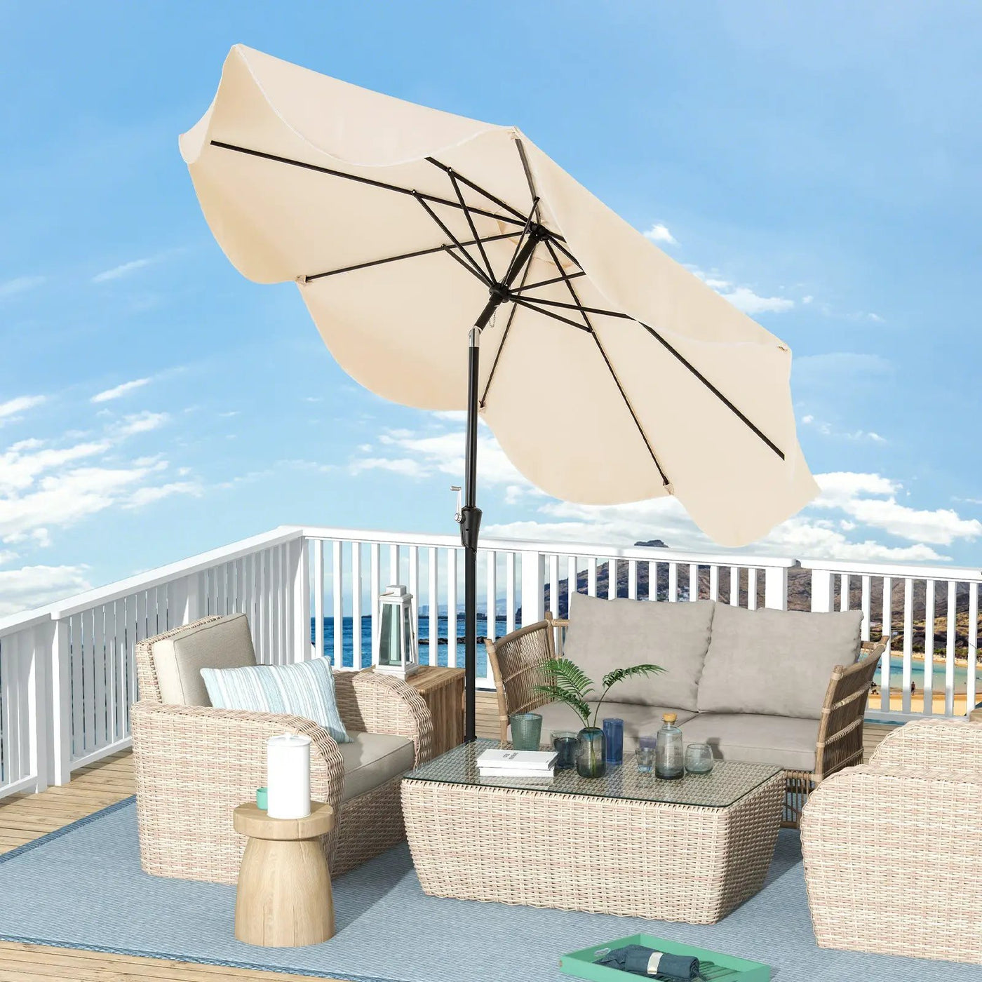 9 FT Patio Umbrella with Crank Handle and Push Button Tilt by DirectDeals