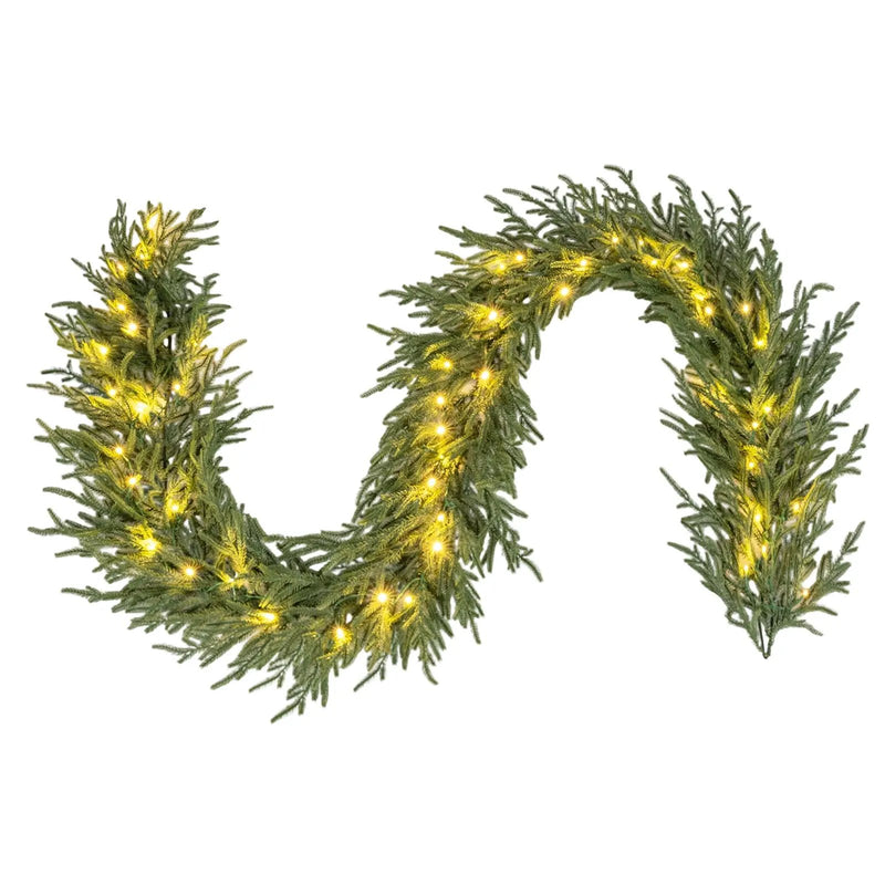 9 FT Pre-lit Artificial Cypress Christmas Garland with 50 Warm White LED Lights and 130 Branch Tips by DirectDeals