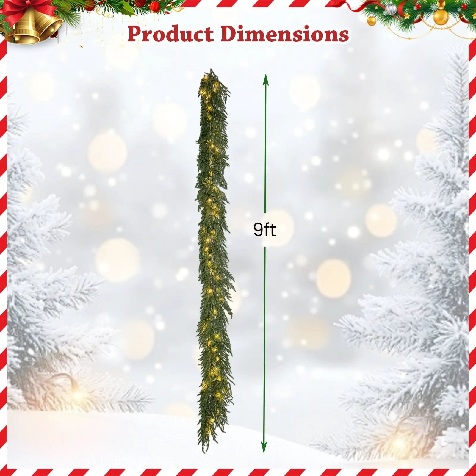 9 FT Pre-lit Artificial Cypress Christmas Garland with 50 Warm White LED Lights and 130 Branch Tips by DirectDeals