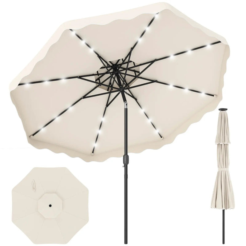 9 FT Solar LED Patio Umbrella Push-Button Tilt and Crank 24 LED Lights and 8 Ribs by DirectDeals