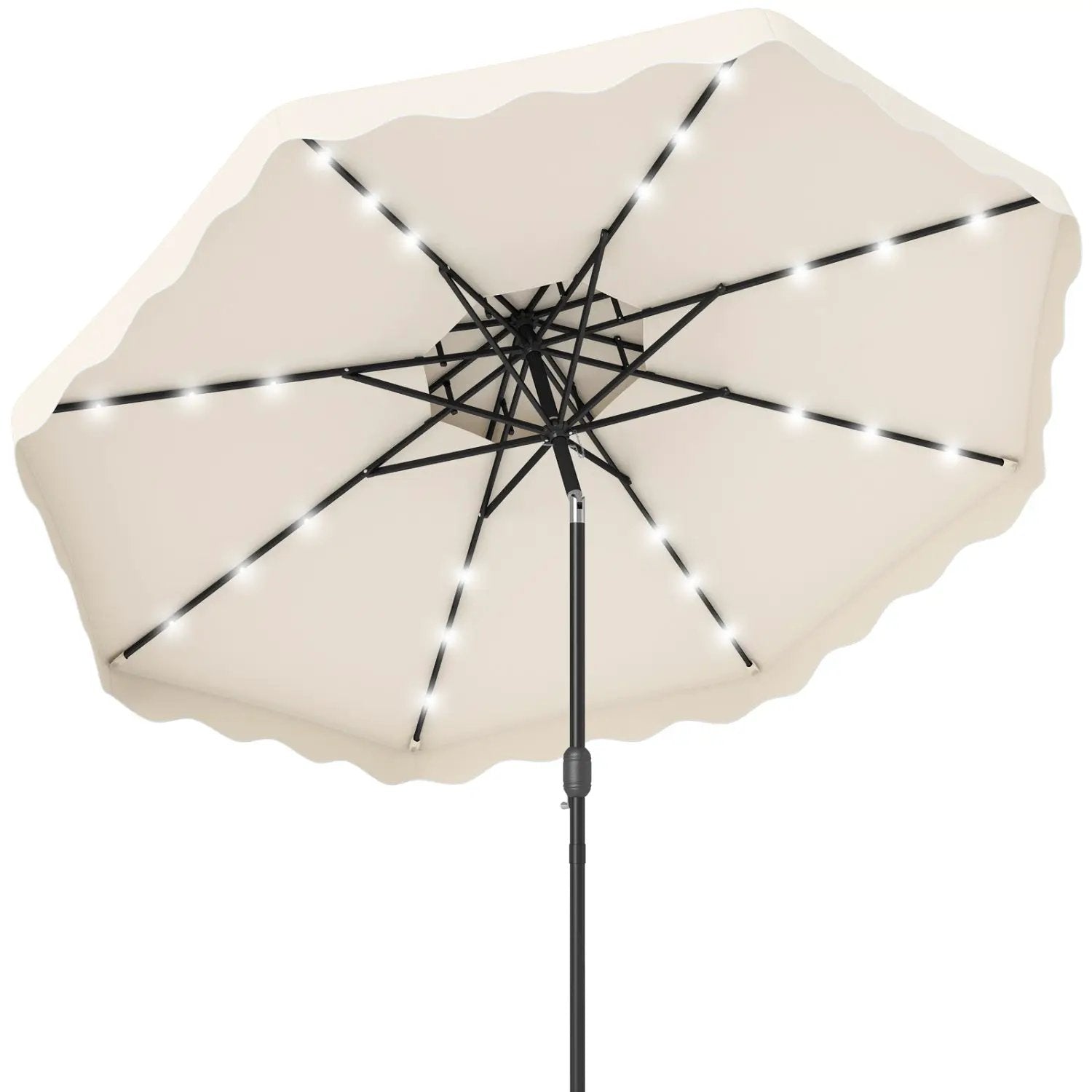 9 FT Solar LED Patio Umbrella Push-Button Tilt and Crank 24 LED Lights and 8 Ribs by DirectDeals