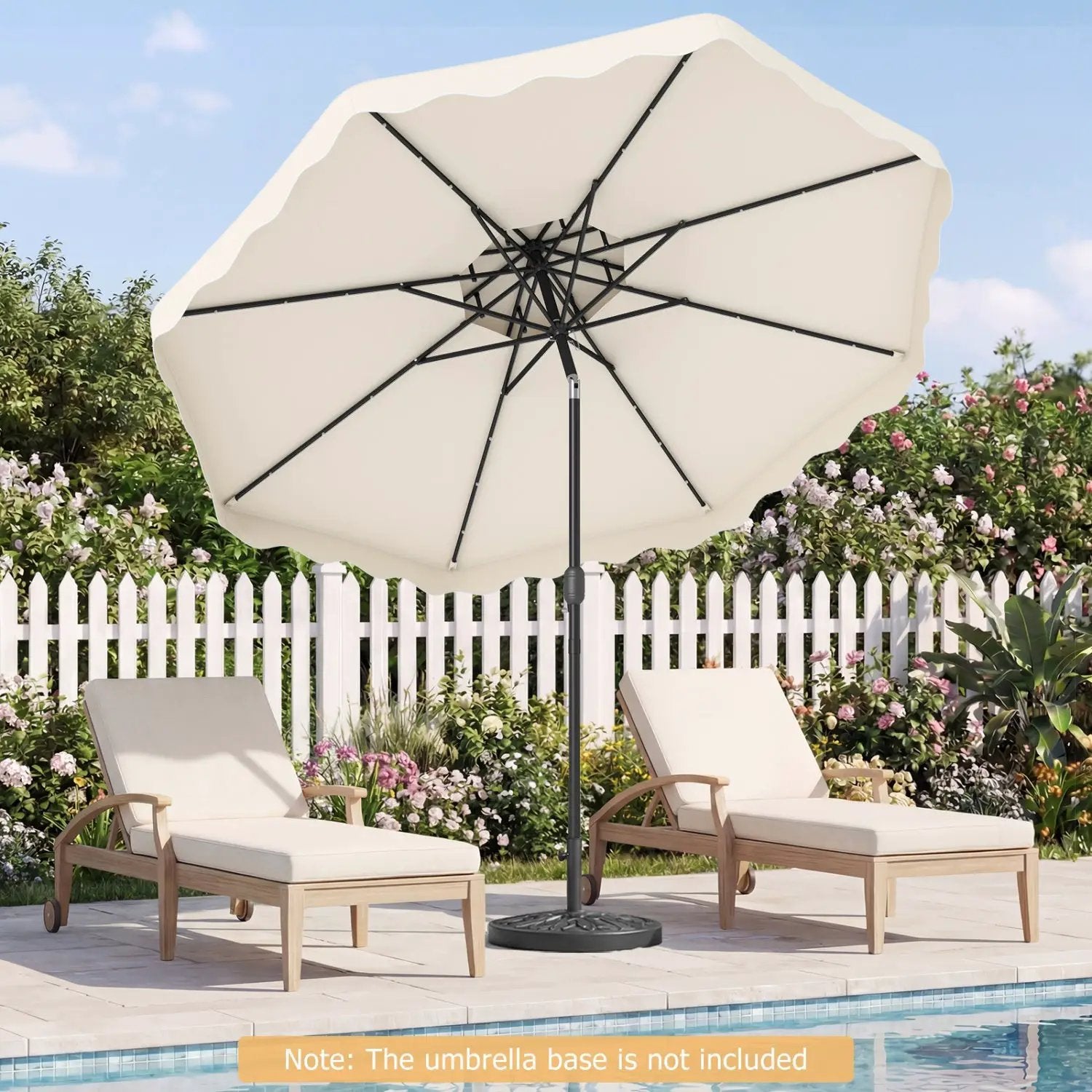 9 FT Solar LED Patio Umbrella Push-Button Tilt and Crank 24 LED Lights and 8 Ribs by DirectDeals