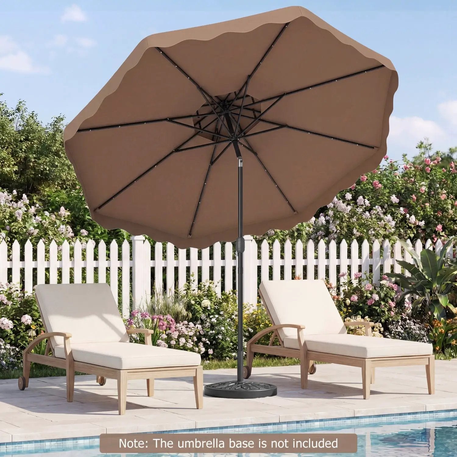 9 FT Solar LED Patio Umbrella Push-Button Tilt and Crank 24 LED Lights and 8 Ribs by DirectDeals