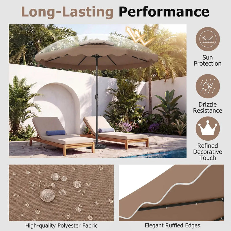 9 FT Solar LED Patio Umbrella Push-Button Tilt and Crank 24 LED Lights and 8 Ribs by DirectDeals