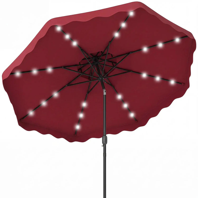 9 FT Solar LED Patio Umbrella Push-Button Tilt and Crank 24 LED Lights and 8 Ribs by DirectDeals