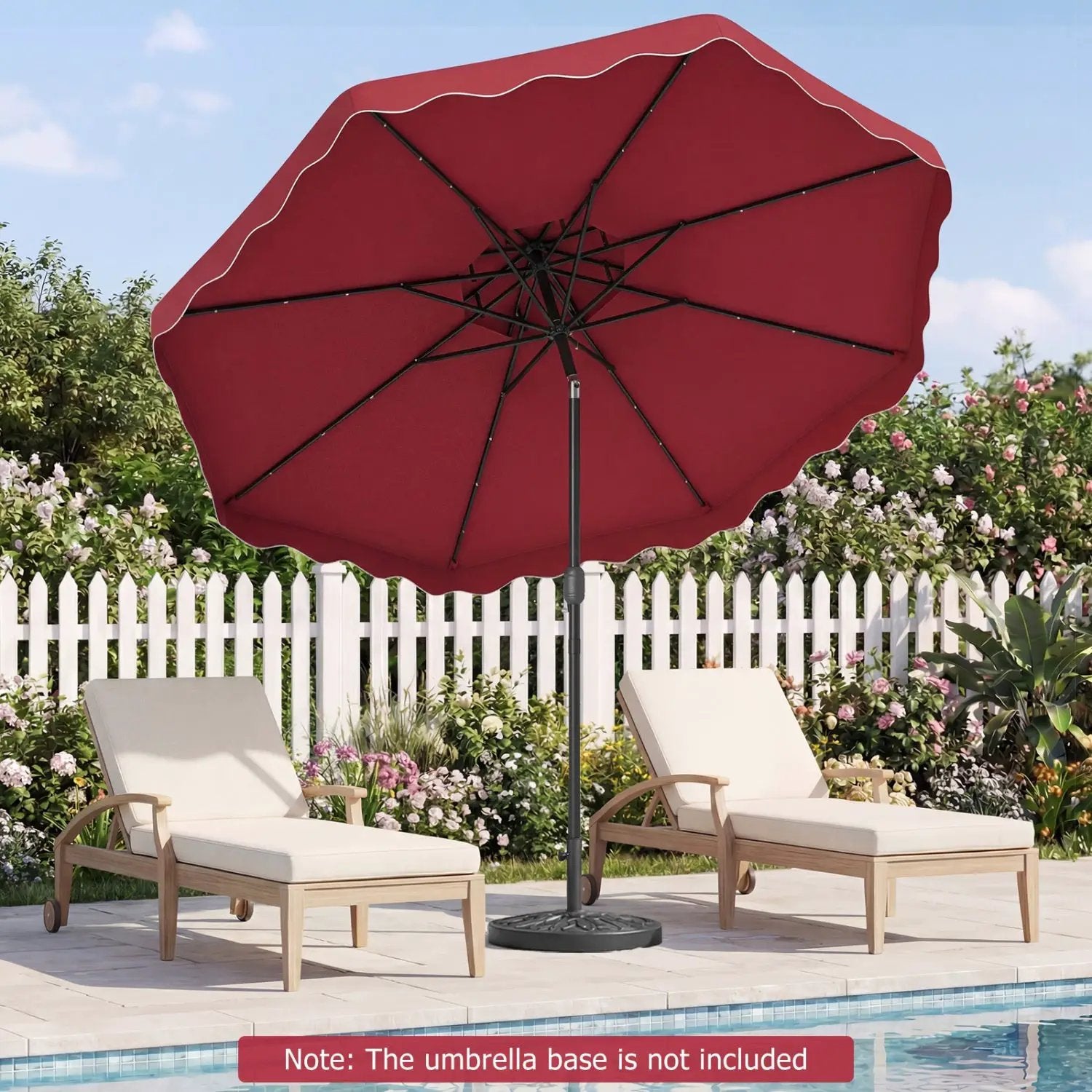 9 FT Solar LED Patio Umbrella Push-Button Tilt and Crank 24 LED Lights and 8 Ribs by DirectDeals