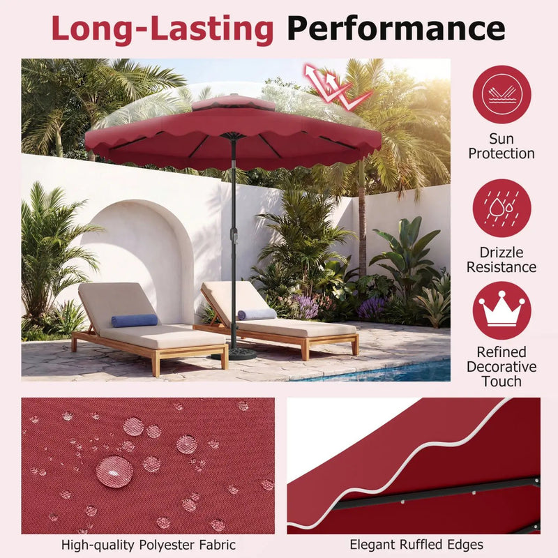 9 FT Solar LED Patio Umbrella Push-Button Tilt and Crank 24 LED Lights and 8 Ribs by DirectDeals
