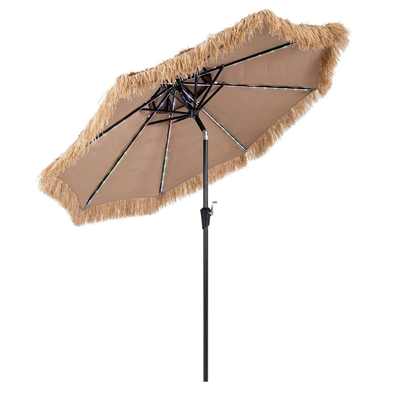 Thatched Tiki Umbrella 9 FT with Solar LED Lights by DirectDeals
