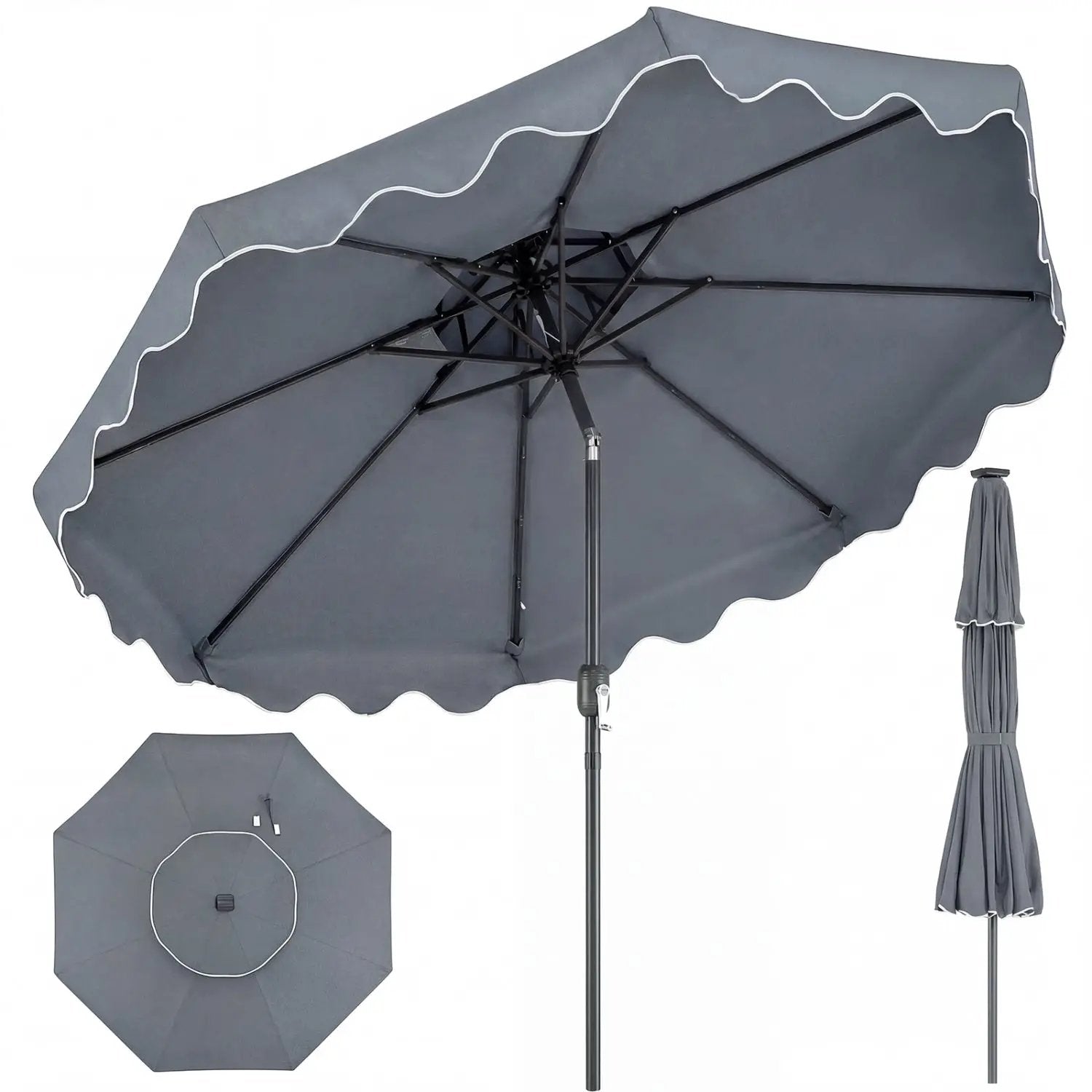 9 Feet Patio Umbrella with Push Button Tilt and Crank by DirectDeals