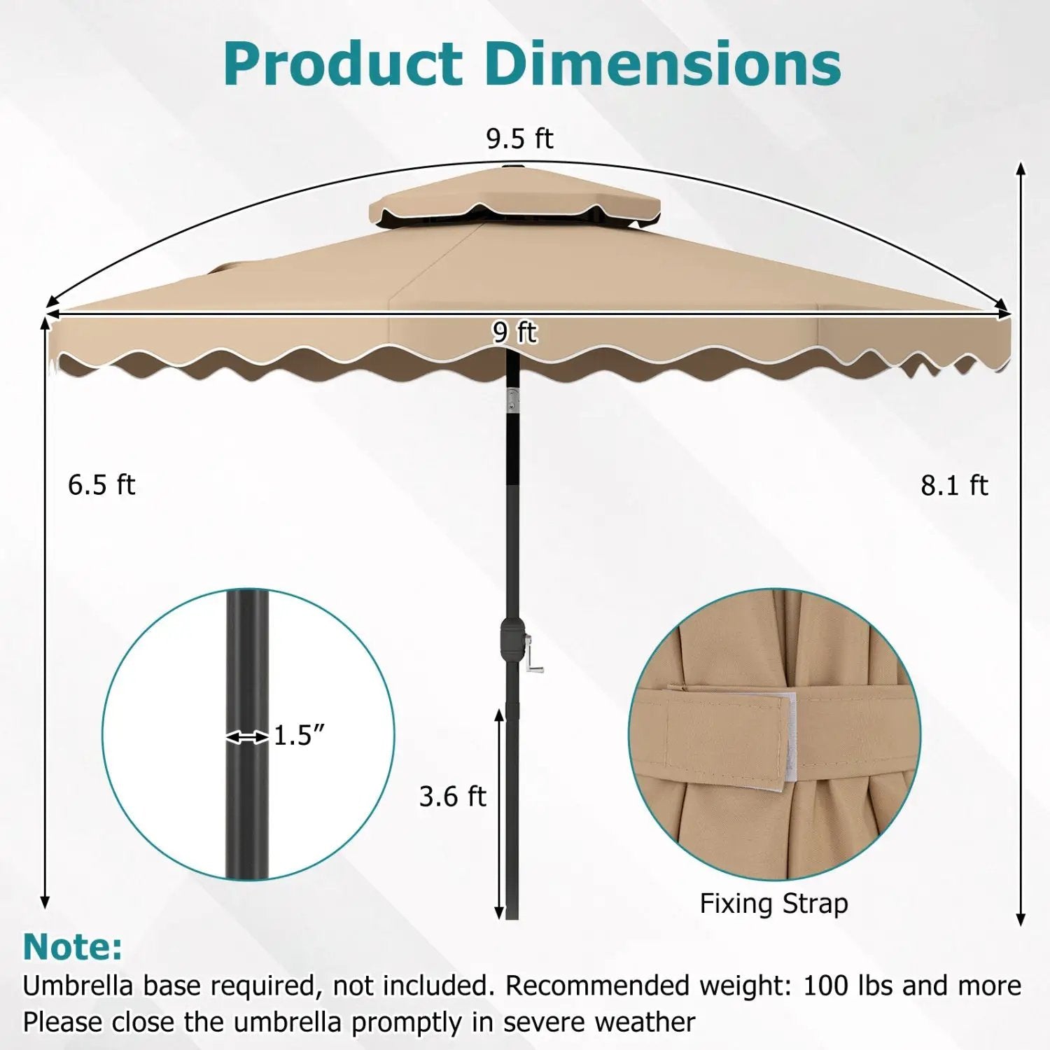 9 Feet Patio Umbrella with Push Button Tilt and Crank by DirectDeals
