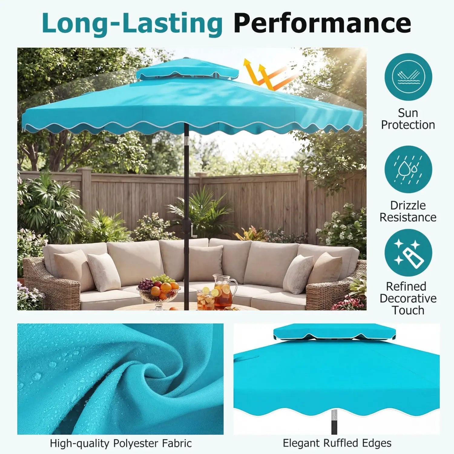 9 Feet Patio Umbrella with Push Button Tilt and Crank by DirectDeals