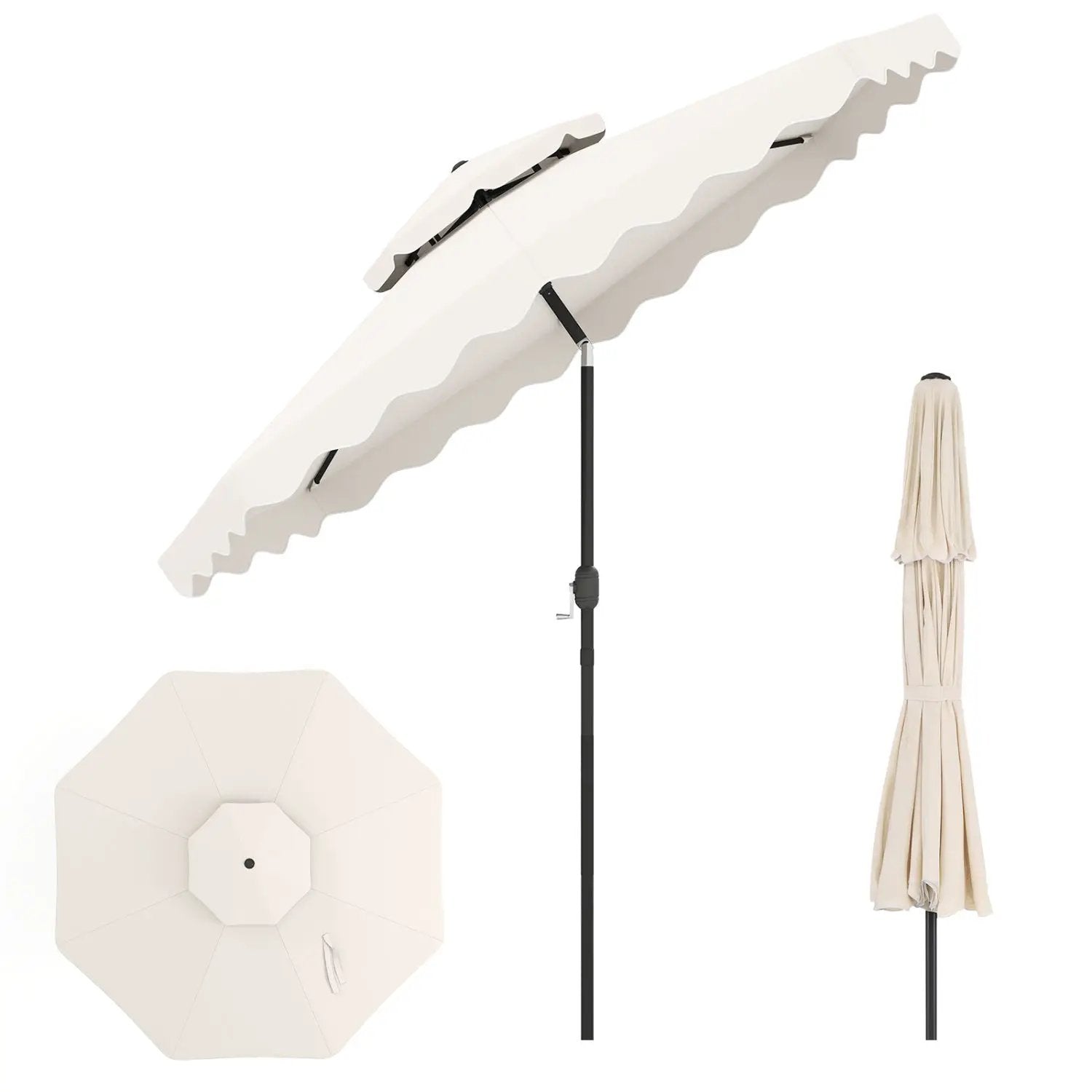 9 Feet Patio Umbrella with Push Button Tilt and Crank by DirectDeals
