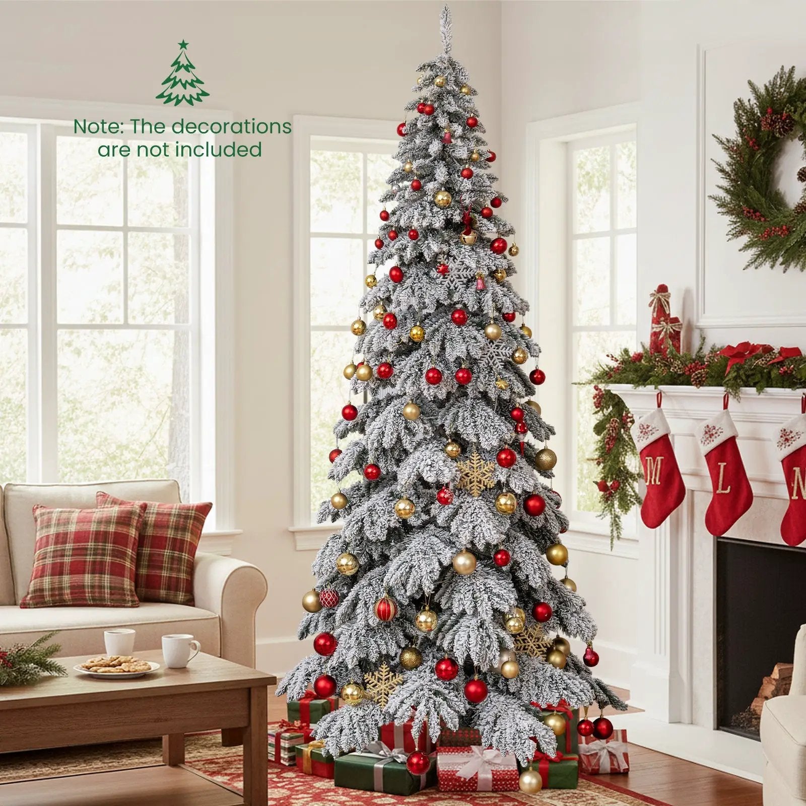 9 Feet Pre-Lit Artificial Xmas Tree Hinged Xmas Tree with Quick Power Connectors by DirectDeals