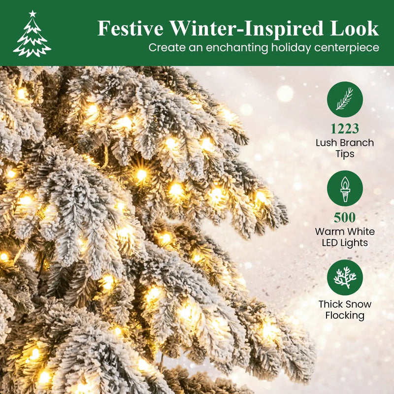 9 Feet Pre-Lit Artificial Xmas Tree Hinged Xmas Tree with Quick Power Connectors by DirectDeals