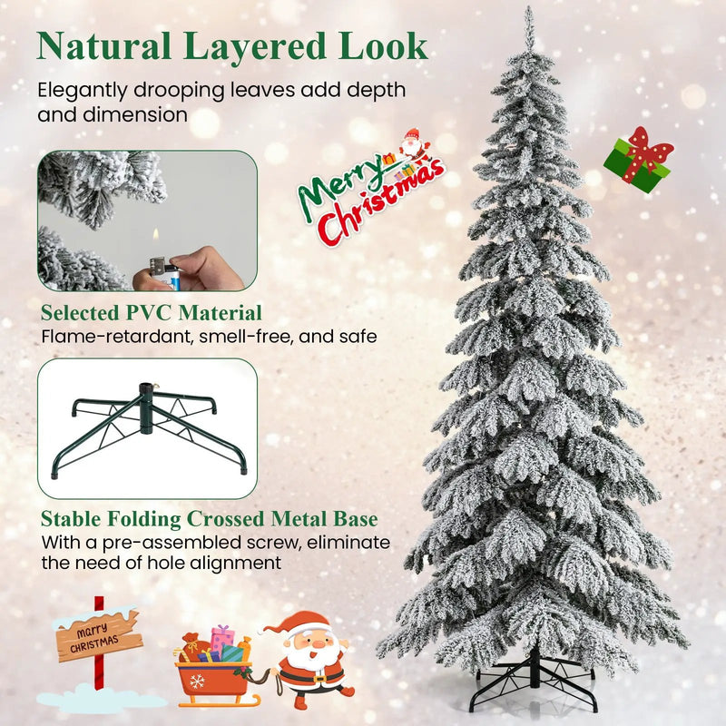 9 Feet Pre-Lit Artificial Xmas Tree Hinged Xmas Tree with Quick Power Connectors by DirectDeals