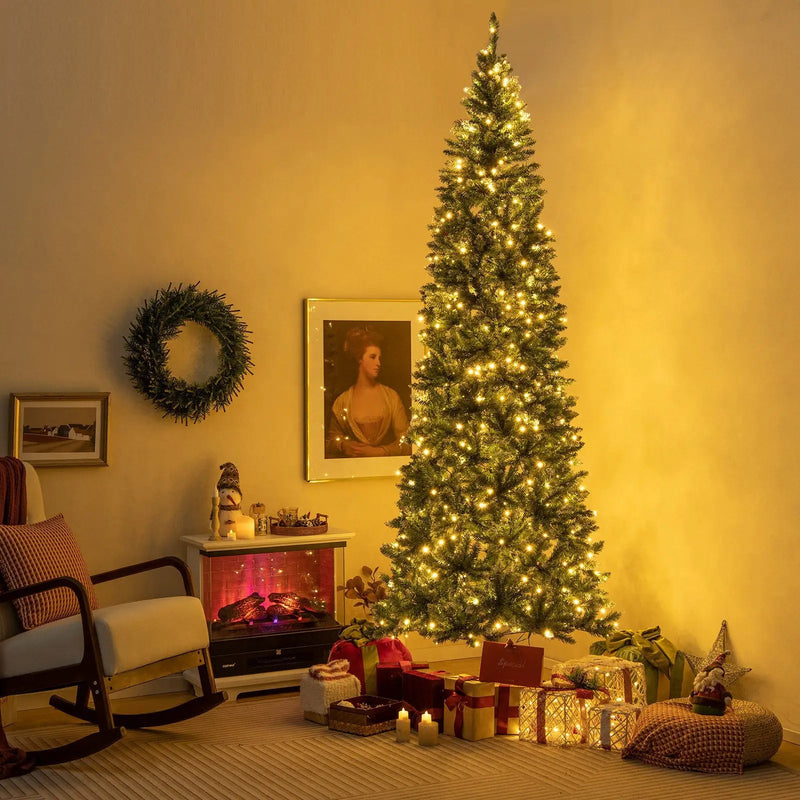 9 FT Pre-Lit Artificial Christmas Tree with 1298 Snowy Branch Tips by DirectDeals