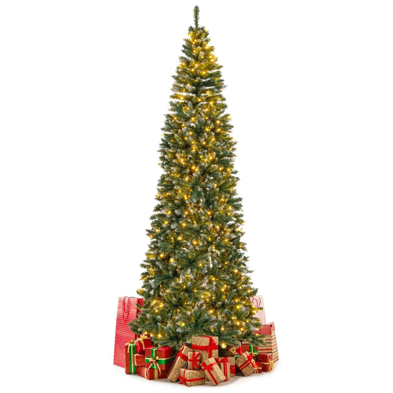 9 FT Pre-Lit Artificial Christmas Tree with 1298 Snowy Branch Tips by DirectDeals