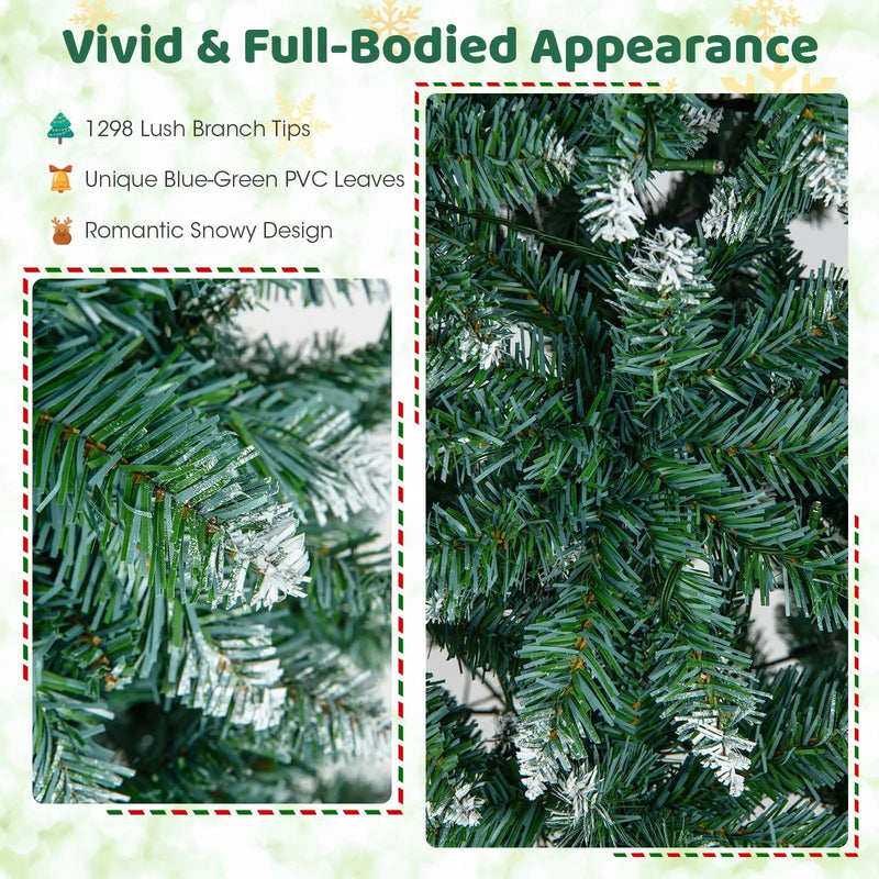 9 FT Pre-Lit Artificial Christmas Tree with 1298 Snowy Branch Tips by DirectDeals
