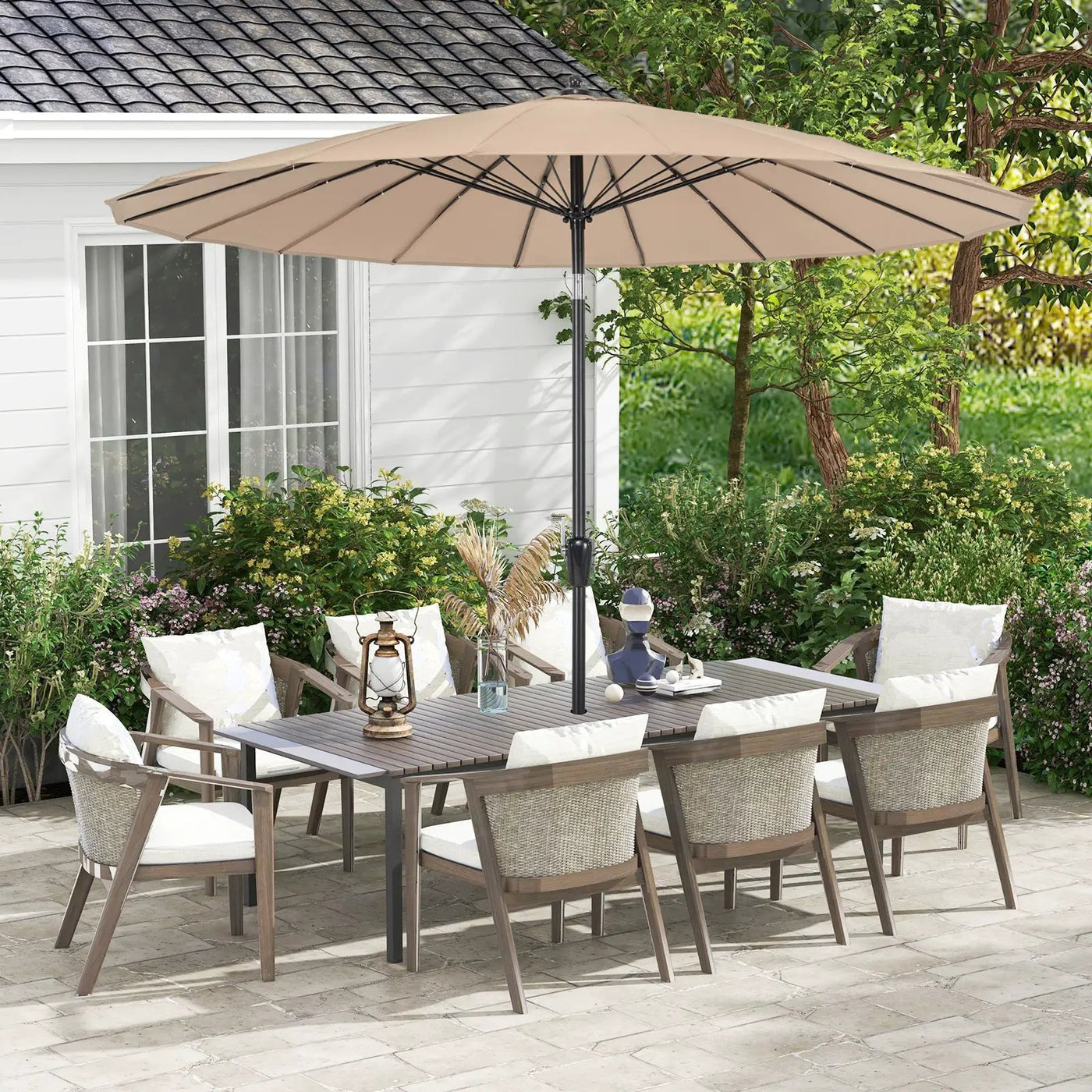 9 Feet Round Patio Umbrella with 18 Fiberglass Ribs by DirectDeals
