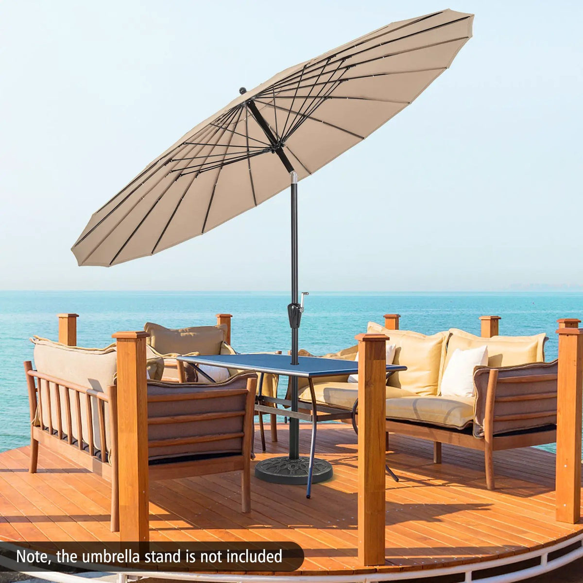 9 Feet Round Patio Umbrella with 18 Fiberglass Ribs by DirectDeals