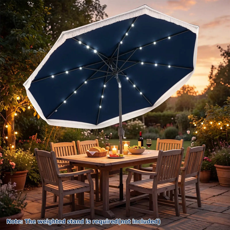 9 Feet Solar Patio Umbrella with 24 LED Lights for Yard by DirectDeals