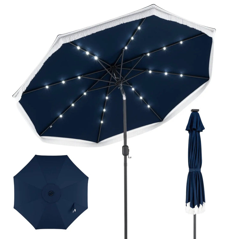 9 Feet Solar Patio Umbrella with 24 LED Lights for Yard by DirectDeals