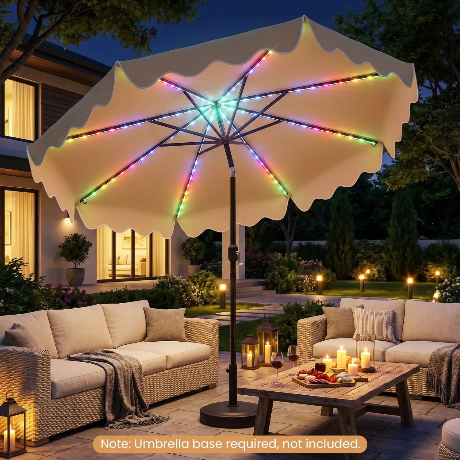 9 Ft Solar Patio Umbrella with LED Lights by DirectDeals