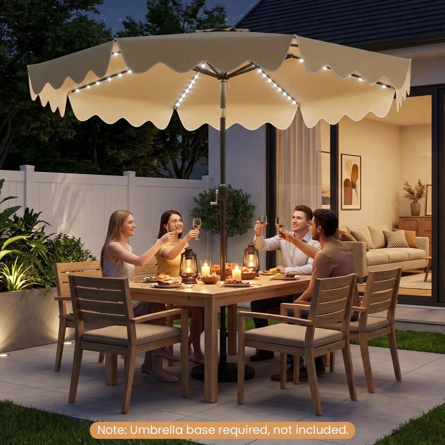 9 Ft Solar Patio Umbrella with LED Lights by DirectDeals