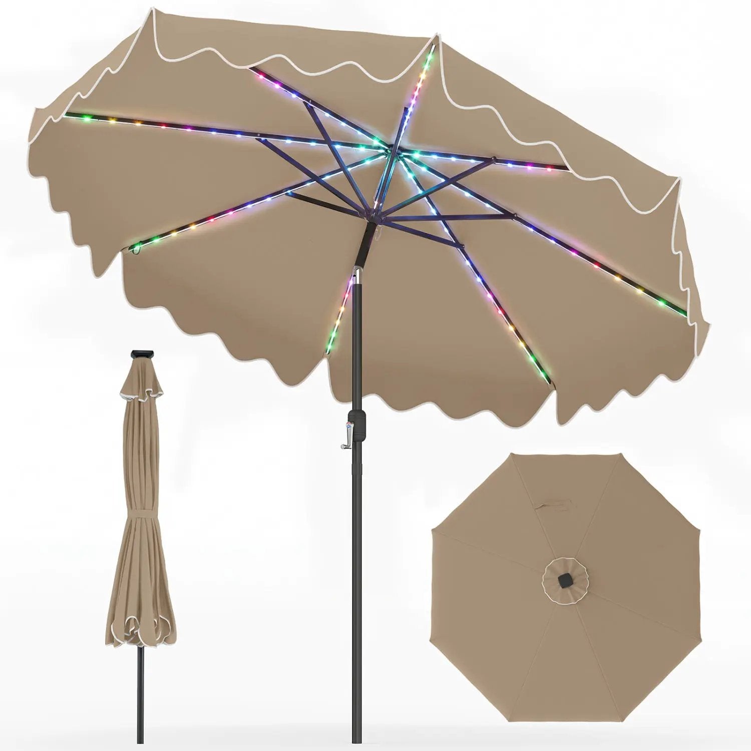 9 Ft Solar Patio Umbrella with LED Lights by DirectDeals