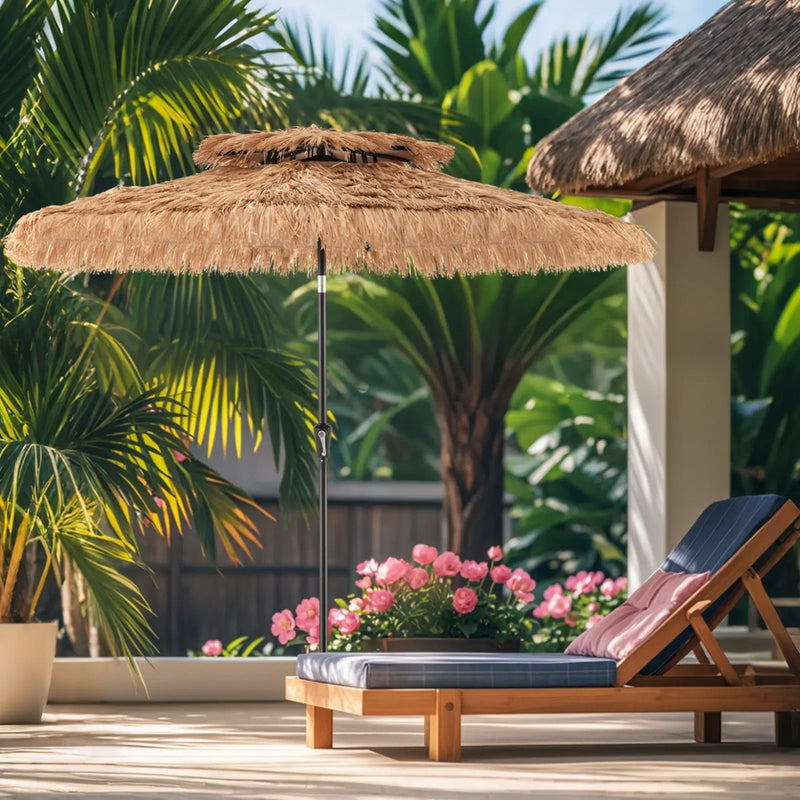 9 Feet Thatched Tiki Umbrella with 8 Ribs by DirectDeals