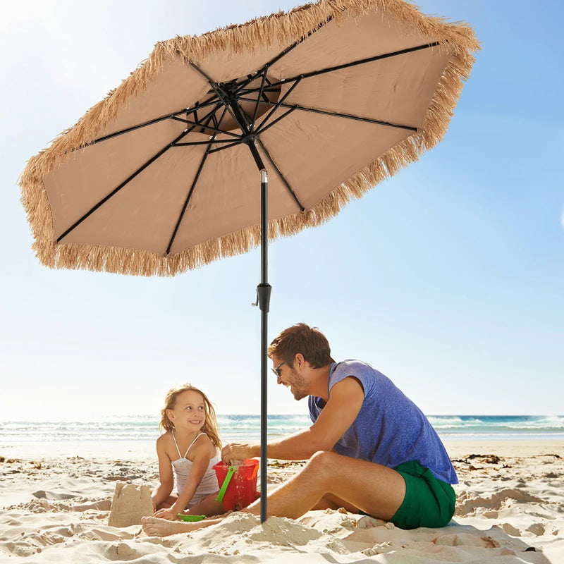 9 Feet Thatched Tiki Umbrella with 8 Ribs by DirectDeals