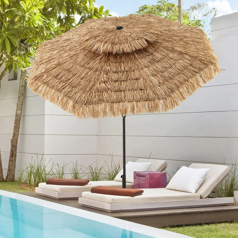 9 Feet Thatched Tiki Umbrella with 8 Ribs by DirectDeals