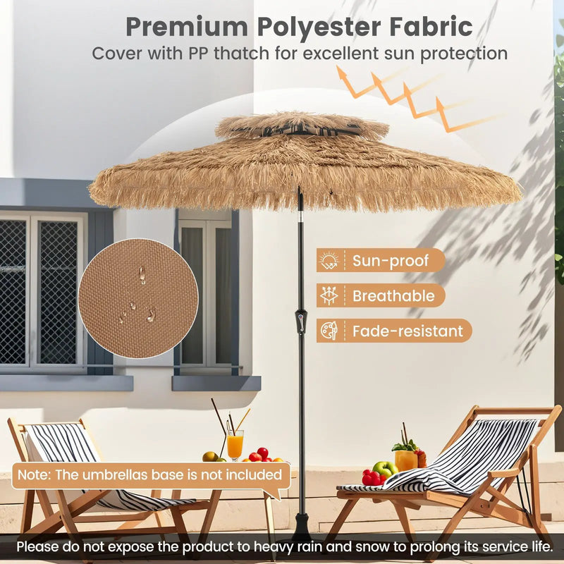 9 Feet Thatched Tiki Umbrella with 8 Ribs by DirectDeals