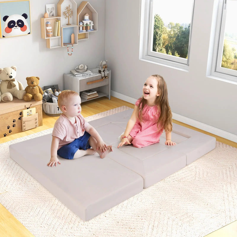 9-Piece Climb and Crawl Foam and Floor Playset with Breathable Suede Fabric by DirectDeals