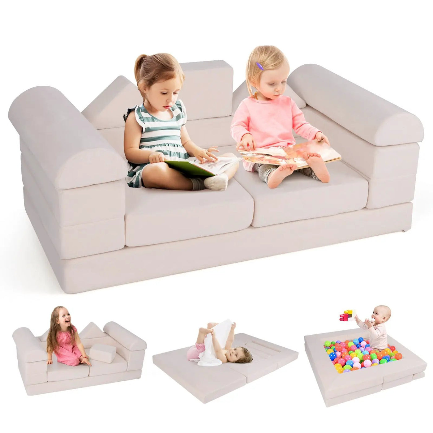 9-Piece Climb and Crawl Foam and Floor Playset with Breathable Suede Fabric by DirectDeals
