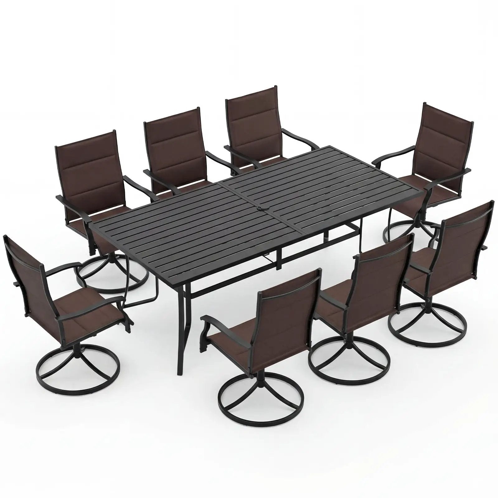 9-Piece Outdoor Dining Set for 8 with Umbrella Hole and 8 Chairs by DirectDeals