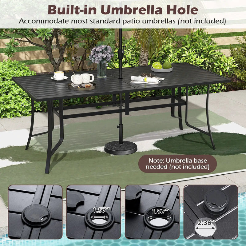 9-Piece Outdoor Dining Set for 8 with Umbrella Hole and 8 Chairs by DirectDeals