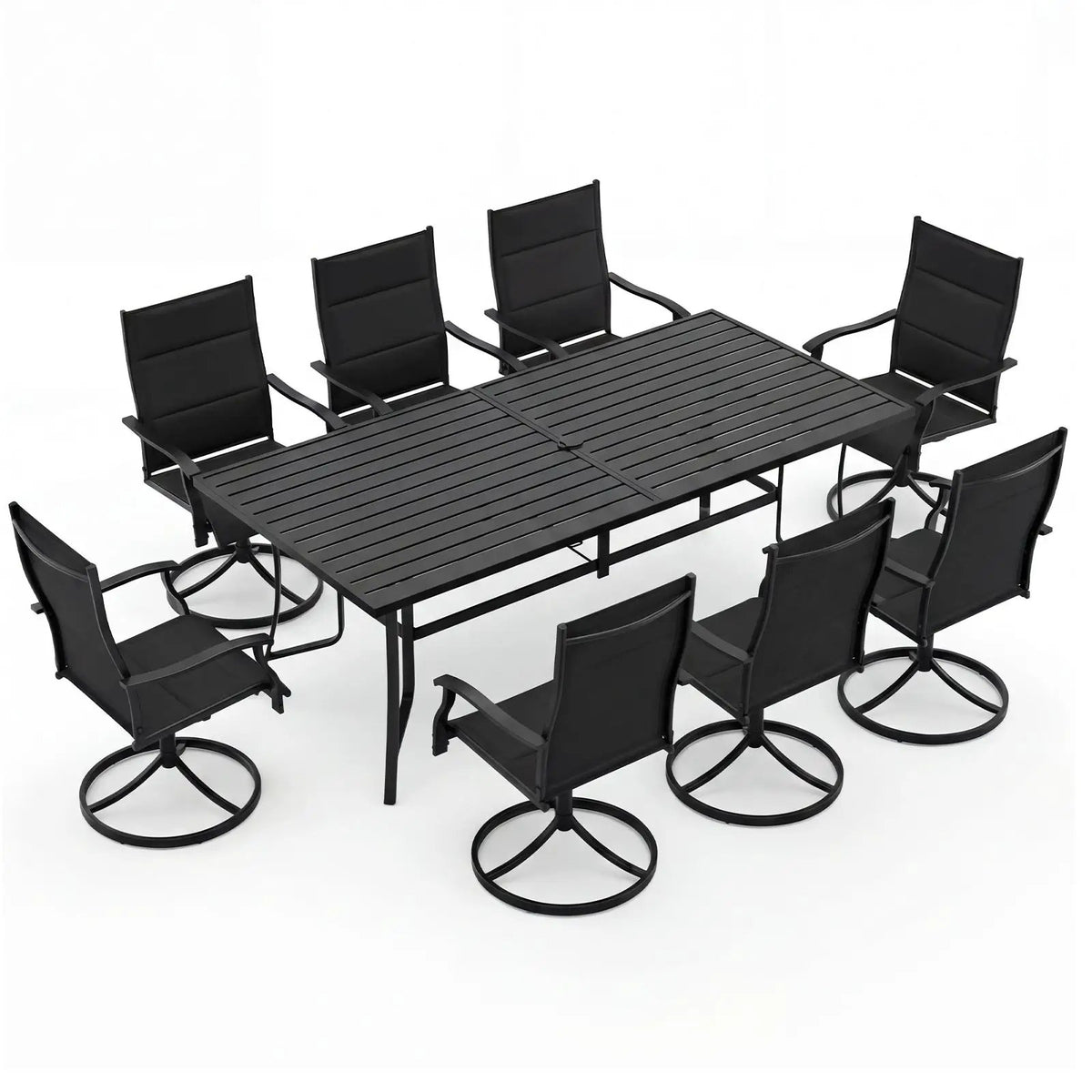 9-Piece Outdoor Dining Set for 8 with Umbrella Hole and 8 Chairs by DirectDeals